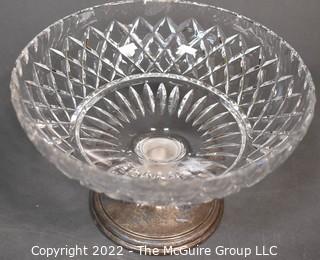 Raised Crystal Bowl on Sterling Weighted Base. Rim has damage.  Measures 5"T x 7"W