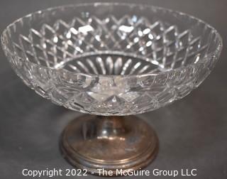 Raised Crystal Bowl on Sterling Weighted Base. Rim has damage.  Measures 5"T x 7"W