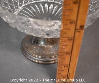 Raised Crystal Bowl on Sterling Weighted Base. Rim has damage.  Measures 5"T x 7"W