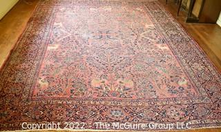 9 x 12' Tree of Life Handknotted Rug.  Photos show wear spots. 