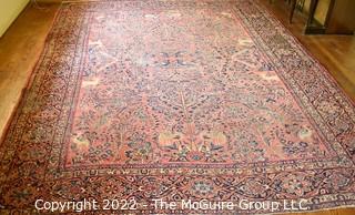 9 x 12' Tree of Life Handknotted Rug.  Photos show wear spots. 