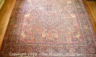 9 x 12' Tree of Life Handknotted Rug.  Photos show wear spots. 