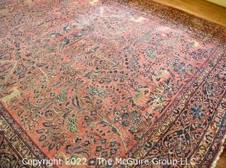 9 x 12' Tree of Life Handknotted Rug.  Photos show wear spots. 