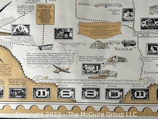 The Pictorial Map of U.S. Stamps. Designed, drawn and published by Ernest Dudley Chase. Winchester, MA. Measures 21 x 36"