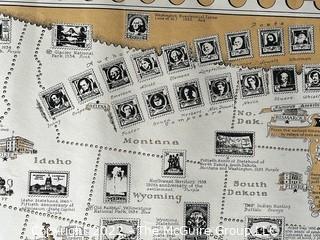 The Pictorial Map of U.S. Stamps. Designed, drawn and published by Ernest Dudley Chase. Winchester, MA. Measures 21 x 36"