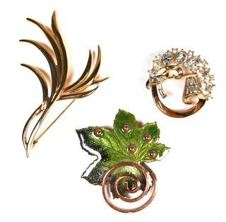 Three (3) Vintage Costume Jewelry Brooches Including P&M Paris, Trifari & Matisse