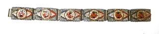 Victorian Florentine Micro Mosaic Six Section Link Bracelet