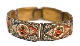 Victorian Florentine Micro Mosaic Six Section Link Bracelet