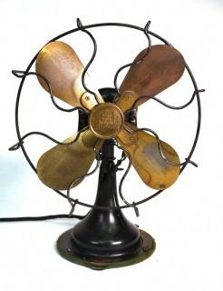 Sears & Roebuck "Cold Wave" Brass Blade with Cage Table Fan 