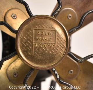 Sears & Roebuck "Cold Wave" Brass Blade with Cage Table Fan 