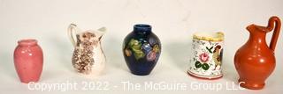 Five (5) Small Porcelain Vases & Pitchers by Moorcroft, & Royal Staffordshire. 