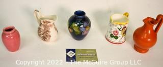 Five (5) Small Porcelain Vases & Pitchers by Moorcroft, & Royal Staffordshire. 