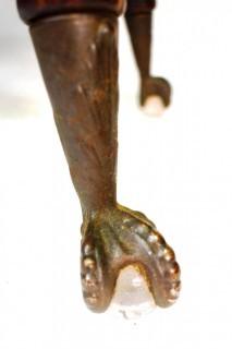 Victorian Piano Stool with Claw Feet Holding Glass Ball. 20" tall.