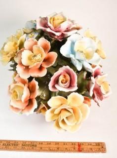 Vintage Capodimonte Porcelain Italian Flower Basket Bouquet