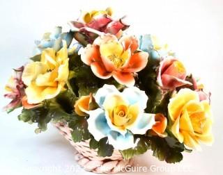 Vintage Capodimonte Porcelain Italian Flower Basket Bouquet