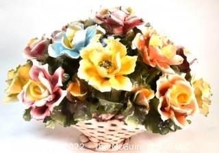 Vintage Capodimonte Porcelain Italian Flower Basket Bouquet