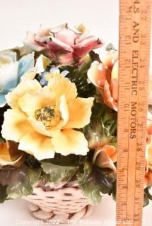 Vintage Capodimonte Porcelain Italian Flower Basket Bouquet