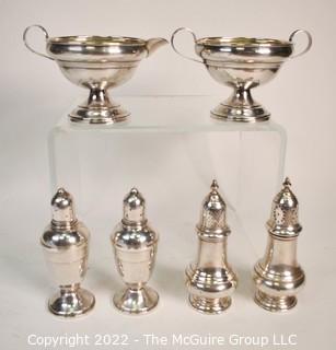 Six (6) Sterling Silver Weighted Base Serving Pieces Including Sugar, Creamer and Salt & Pepper Shakers. 