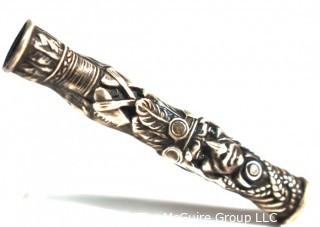 Sterling Silver Cigarette Holder with Relief of Native American on Both Sides.