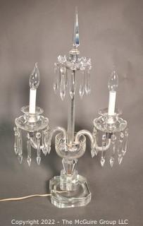 Three (3) Light Candelabra with Bobeche & Prisms Has Been Electrified with Bulbs. 