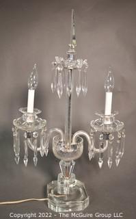 Three (3) Light Candelabra with Bobeche & Prisms Has Been Electrified with Bulbs. 