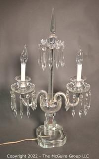 Three (3) Light Candelabra with Bobeche & Prisms Has Been Electrified with Bulbs. 