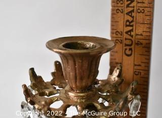 18th Century Five (5) Light Candleabra Girandole on Marble with Crystal Prisms.