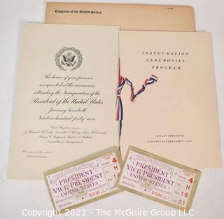 1949 Invitation to the Ceremonies for the Presidential Inauguration of Harry Truman. 