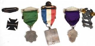 Collection of Sterling Silver Badges and Ribbon Medals from Pistol and Rifle Competitions 