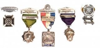 Collection of Sterling Silver Badges and Ribbon Medals from Pistol and Rifle Competitions 