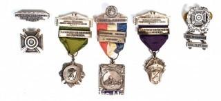 Collection of Sterling Silver Badges and Ribbon Medals from Pistol and Rifle Competitions 