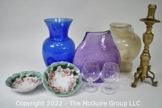 Group of Glass, Brass and Porcelain Items