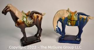 Pair of Reproduction Tang Dynasty Chinese Porcelain Horses 