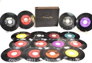 Collection of Vintage 45 Vinyl Records Including Nat King Cole, Four Aces, Fats Domino and Elvis Presley