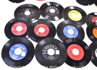 Collection of Vintage 45 RPM Vinyl Records Including The Platters, Doris Day, Fred Burton & Ertha Kitt. 