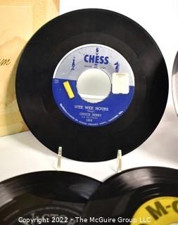 Collection of Vintage 45 RPM Vinyl Records Including  Fats Domino, Chuck Berry, Bo Weevil & Nat King Cole. 