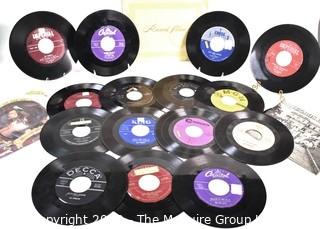 Collection of Vintage 45 RPM Vinyl Records Including  Fats Domino, Chuck Berry, Bo Weevil & Nat King Cole. 