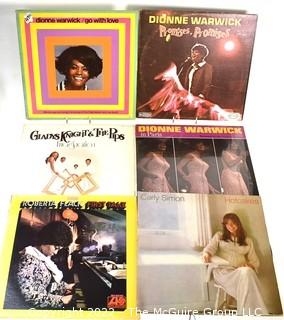 Collection of Vintage LP 33  RPM Vinyl Records Including Dionne Warwick, Roberta Flack, Carly Simon & Gladys Knight & the Pips