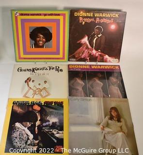 Collection of Vintage LP 33  RPM Vinyl Records Including Dionne Warwick, Roberta Flack, Carly Simon & Gladys Knight & the Pips