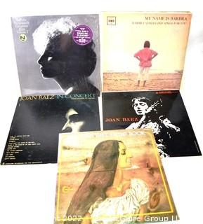 Collection of Vintage LP 33  RPM Vinyl Records Barbra Streisand and Joan Baez