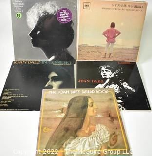 Collection of Vintage LP 33  RPM Vinyl Records Barbra Streisand and Joan Baez