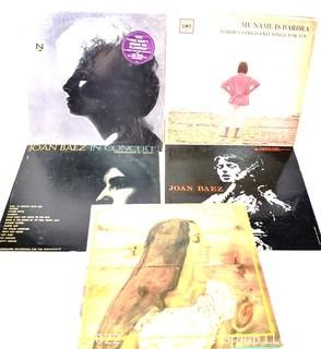 Collection of Vintage LP 33  RPM Vinyl Records Barbra Streisand and Joan Baez