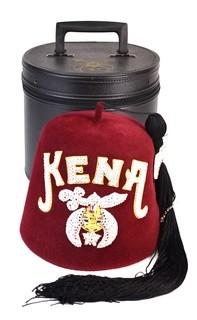 Vintage D. Turin Co., Inc Hialeah, Fl KENO Felt Jeweled Fez Hat Size 73/8 with Case. 