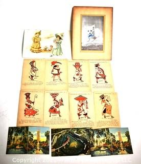 Vintage Ephemera including Set of Colonial Characters of Boston Postcards