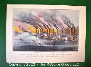 Currier & Ives For The People of The Civil War Hand Colored Engraving Portfolio #1 Set of 6 Prints