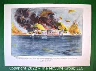 Currier & Ives For The People of The Civil War Hand Colored Engraving Portfolio #1 Set of 6 Prints