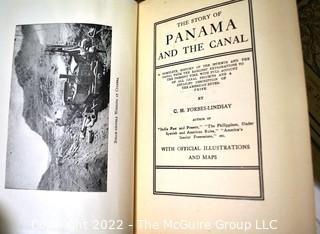 Seven (7) Vintage Books with Photos About the Construction and History of The Panama Canal. 