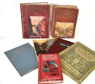 Seven (7) Vintage Books with Photos About the Construction and History of The Panama Canal. 