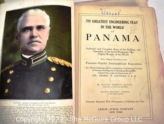 Seven (7) Vintage Books with Photos About the Construction and History of The Panama Canal. 