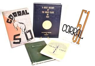 Five (5) High School and College Annuals Including A Great History MIT Class of 1923, Darmouth 1912, Cherry Tree 1949 and Two Corral Yearbooks 